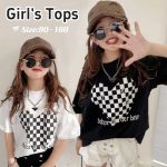 【90-160cm】 半袖Ｔシャツ 女の子 ハート柄 おしゃれ