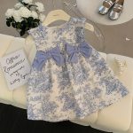 【90-130cm】ワンピース 女の子 フリル袖 配色 リボン - 画像 (2)
