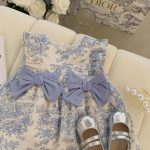 【90-130cm】ワンピース 女の子 フリル袖 配色 リボン - 画像 (3)