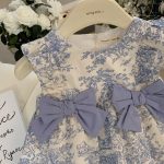 【90-130cm】ワンピース 女の子 フリル袖 配色 リボン - 画像 (4)