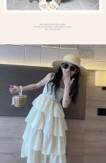 【120-160cm】ワンピース 女の子 オシャレ 無地 ギャザー ボールガウン - 画像 (11)