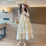 【120-160cm】ワンピース 女の子 オシャレ 無地 ギャザー ボールガウン - 画像 (3)