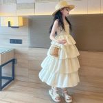 【120-160cm】ワンピース 女の子 オシャレ 無地 ギャザー ボールガウン - 画像 (4)