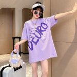 【110-170cm】半袖Ｔシャツ 女の子 可愛い 韓国 プリント カートゥーン アルファベット - 画像 (4)