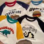【90-140cm】半袖Tシャツ 子供服 キュート 配色 カートゥーン - 画像 (4)