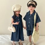 【80-150cm】ワンピースorセットアップ お揃い おしゃれ 無地 - 画像 (4)