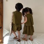 【80-150cm】セットアップ キッズ服 ラウンドネック ノースリーブ - 画像 (5)