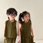 【80-150cm】セットアップ キッズ服 ラウンドネック ノースリーブ - 画像 (6)