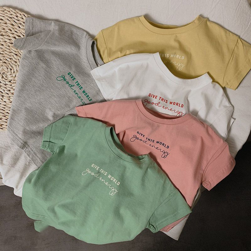 6618915a4d447357226569.jpg 【90-140cm】半袖Tシャツ 子供服 5色選べる シンプル 清新 - 画像 (1)