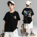 【100-160cm】半袖 Tシャツ 男の子 二色選べ 人気爆発 心地よい 配色 コットン - 画像 (3)