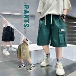 【120-170cm】ボトムス 5分丈 パンツ 男の子 三色選べ カジュアル アルファベット - 画像 (2)
