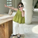 【80-140cm】セットアップ 女の子 スウィート ノースリーブ