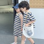 【90-140cm】ワンピース/セットアップ キッズ 韓国系 ボーダー 配色 - 画像 (5)