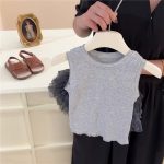 【80-140cm】セットアップ 女の子 無地 ノースリーブ リボン - 画像 (4)