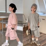 【100-160cm】セットアップ 男の子 カジュアル 3色選べる 半袖トップス+ボトムス