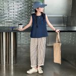 【120-170cm】キャミソールorワイドパンツ 女の子 ストライプ柄 ゆったり - 画像 (3)