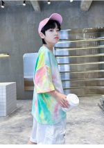 【120-170cm】半袖Tシャツ 男の子 おしゃれ感 グラデーション色 - 画像 (13)