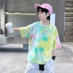 【120-170cm】半袖Tシャツ 男の子 おしゃれ感 グラデーション色 - 画像 (4)