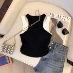 【90-160cm】カットソー タンクトップ  女の子 レイヤード 配色 切り替え ヒップホップ - 画像 (9)