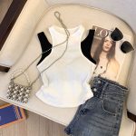 【90-160cm】カットソー タンクトップ  女の子 レイヤード 配色 切り替え ヒップホップ - 画像 (3)