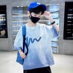 【110-170cm】半袖 トップス 男の子 目を奪われる グラデーション色 シンプル カジュアル - 画像 (3)
