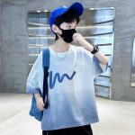 【110-170cm】半袖 トップス 男の子 目を奪われる グラデーション色 シンプル カジュアル - 画像 (7)