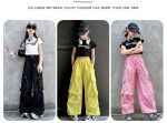 【120-170cm】半袖 サイドライン Tシャツ/カーゴパンツ 女の子 プリント ヒップホップ ダンス - 画像 (9)