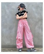 【120-170cm】半袖 サイドライン Tシャツ/カーゴパンツ 女の子 プリント ヒップホップ ダンス - 画像 (16)