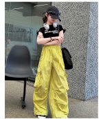 【120-170cm】半袖 サイドライン Tシャツ/カーゴパンツ 女の子 プリント ヒップホップ ダンス - 画像 (23)