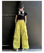 【120-170cm】半袖 サイドライン Tシャツ/カーゴパンツ 女の子 プリント ヒップホップ ダンス - 画像 (24)