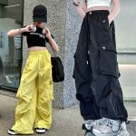 【120-170cm】半袖 サイドライン Tシャツ/カーゴパンツ 女の子 プリント ヒップホップ ダンス - 画像 (4)