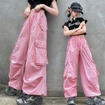 【120-170cm】半袖 サイドライン Tシャツ/カーゴパンツ 女の子 プリント ヒップホップ ダンス - 画像 (5)