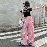 【120-170cm】半袖 サイドライン Tシャツ/カーゴパンツ 女の子 プリント ヒップホップ ダンス - 画像 (6)