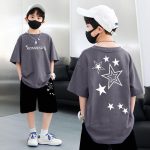 【90-160cm】半袖Tシャツ 男の子 オシャレ 星柄 前後プリント - 画像 (8)