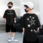 【90-160cm】半袖Tシャツ 男の子 オシャレ 星柄 前後プリント - 画像 (9)