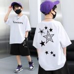 【90-160cm】半袖Tシャツ 男の子 オシャレ 星柄 前後プリント - 画像 (10)