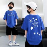 【90-160cm】半袖Tシャツ 男の子 オシャレ 星柄 前後プリント - 画像 (11)