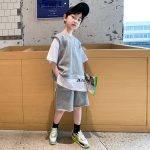 【110-160cm】セットアップ 男の子 半袖Tシャツ✛ショートパンツ 配色 切り替え - 画像 (3)