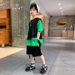 【110-160cm】セットアップ 男の子 半袖Tシャツ✛ショートパンツ 配色 切り替え - 画像 (5)