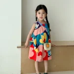 【80-150cm】ワンピース 女の子 プリント ノースリーブ カジュアル - 画像 (7)