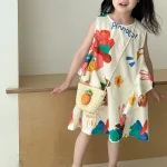 【80-150cm】ワンピース 女の子 プリント ノースリーブ カジュアル - 画像 (8)