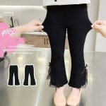 【90-140cm】ボトムス 女の子  メッシュ リボン 無地