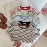 【90-140cm】半袖Tシャツ 女の子 5色選べる ボーダー - 画像 (2)