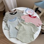 【90-140cm】半袖Tシャツ 女の子 5色選べる ボーダー - 画像 (3)