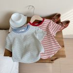 【90-140cm】半袖Tシャツ 女の子 5色選べる ボーダー - 画像 (4)