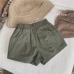 【80-130cm】ボトムス キッズ服 シンプル 無地 ショート丈 - 画像 (4)