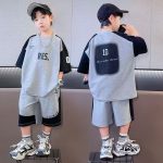【110-170cm】2点セット 男の子 2色選べる ハンサム カジュアル スポーツ 配色 切り替え - 画像 (3)