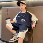 【110-170cm】2点セット 男の子 2色選べる ハンサム カジュアル スポーツ 配色 切り替え - 画像 (5)
