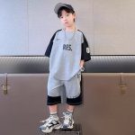 【110-170cm】2点セット 男の子 2色選べる ハンサム カジュアル スポーツ 配色 切り替え - 画像 (7)