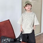 【90-150cm】半袖 Tシャツ 女の子 男の子 2色選べ 韓国系 シンプル カジュアル - 画像 (5)